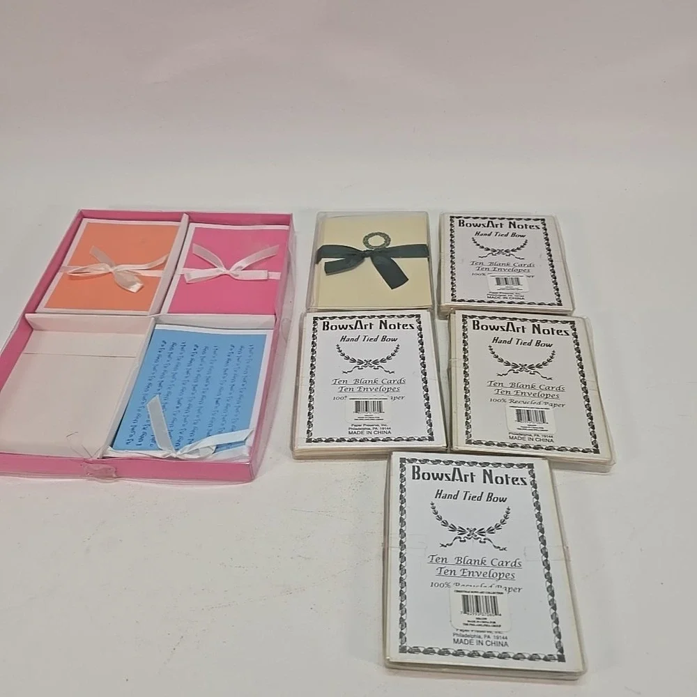 BowsArt 10 Blank Cards w/Envelopes &‎ Hand Tied Bows Lot Of 5 Packs
